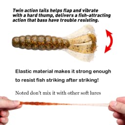 JOHNCOO 7cm 3.1g TPE Two T-tails Soft Bait Fishing Lure 6pcs Artificial Worm Bait Wobblers Swim Ned Rig