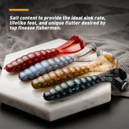 JOHNCOO 7cm 3.1g TPE Two T-tails Soft Bait Fishing Lure 6pcs Artificial Worm Bait Wobblers Swim Ned Rig