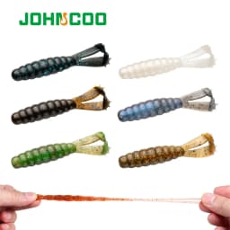 JOHNCOO 7cm 3.1g TPE Two T-tails Soft Bait Fishing Lure 6pcs Artificial Worm Bait Wobblers Swim Ned Rig