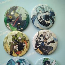 Game Impact Windblume's Breath Illustration 58mm Brooch Pin Cosplay Anime Badge Accessories For Clothes Backpack Bag Gifts