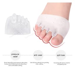 1 Pair Women's Silicone Gel Metatarsal Pads Five-Hole Honeycomb Forefoot Cushions Toe Separator Hallux Valgus Foot Care