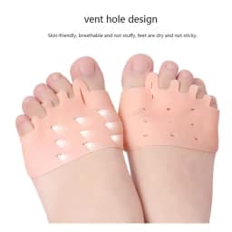 1 Pair Women's Silicone Gel Metatarsal Pads Five-Hole Honeycomb Forefoot Cushions Toe Separator Hallux Valgus Foot Care
