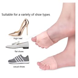 1 Pair Women's Silicone Gel Metatarsal Pads Five-Hole Honeycomb Forefoot Cushions Toe Separator Hallux Valgus Foot Care