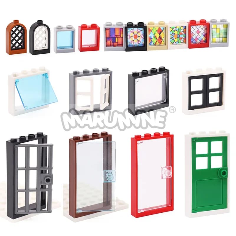 Marumine MOC Bricks Door Frame Window Glass Building Blocks City House Parts Compatible with 60616 60623 60592 6060160603 60594