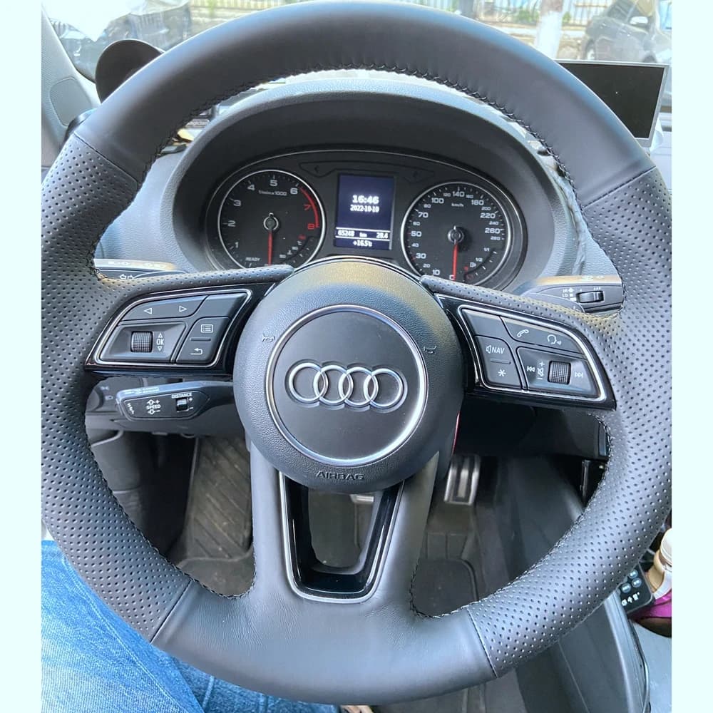 Microfiber Leather Car Steering Wheel Cover Non-Slip Steering Wheel Cover For Audi A1 8X A2 A3 Q3 Q5 Q2 A4 A5 A6 Car Accessories