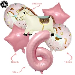 Western Cowgirl Birthday Party Decoration Disposable Tableware Pink Horse Party Plates Cups Horse Balloon Cowboy Party Supplies