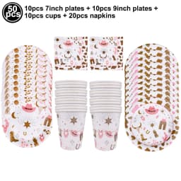 Western Cowgirl Birthday Party Decoration Disposable Tableware Pink Horse Party Plates Cups Horse Balloon Cowboy Party Supplies