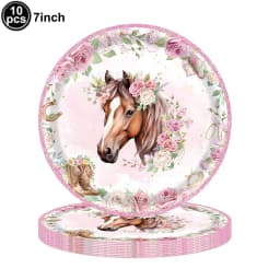 Western Cowgirl Birthday Party Decoration Disposable Tableware Pink Horse Party Plates Cups Horse Balloon Cowboy Party Supplies