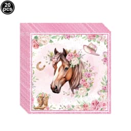 Western Cowgirl Birthday Party Decoration Disposable Tableware Pink Horse Party Plates Cups Horse Balloon Cowboy Party Supplies