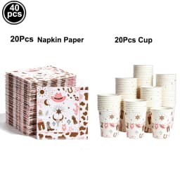 Western Cowgirl Birthday Party Decoration Disposable Tableware Pink Horse Party Plates Cups Horse Balloon Cowboy Party Supplies