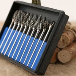 10 PCS Tungsten Carbide Steel Rotary File Set Grinders Accessories Burr Woodworking Milling Cutter Titanium Plated Engraving Set