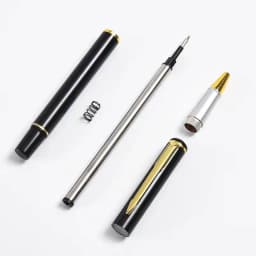 1+4Pcs/Set Office A Pen Metal Ballpoint Pen With Refill Gift Stationery Core Automatic BallPen For School Office Ink Blue Black