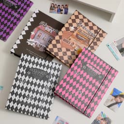 MINKYS Retro Rhombus A5 Kpop Photocard Binder Photo Cards Collect Book Storage Album Hardcover Notebook Korea Stationery