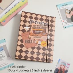 MINKYS Retro Rhombus A5 Kpop Photocard Binder Photo Cards Collect Book Storage Album Hardcover Notebook Korea Stationery