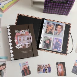 MINKYS Retro Rhombus A5 Kpop Photocard Binder Photo Cards Collect Book Storage Album Hardcover Notebook Korea Stationery