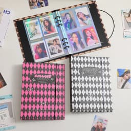 MINKYS Retro Rhombus A5 Kpop Photocard Binder Photo Cards Collect Book Storage Album Hardcover Notebook Korea Stationery
