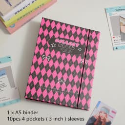 MINKYS Retro Rhombus A5 Kpop Photocard Binder Photo Cards Collect Book Storage Album Hardcover Notebook Korea Stationery