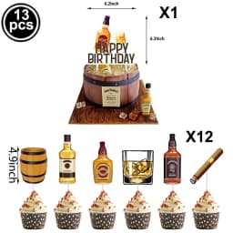 Whiskey Cupcake Toppers Aged to Perfection Party Supplies for Whiskey Party Man 40th 50th Happy Birthday Party Baking Supplies