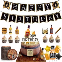 Whiskey Cupcake Toppers Aged to Perfection Party Supplies for Whiskey Party Man 40th 50th Happy Birthday Party Baking Supplies