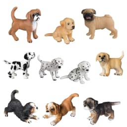 Realistic Mini Dog Figurines Labrador Poodle Bulldog Puppy Playset, Cake Topper Kids Birthday Party Table Decor Gift