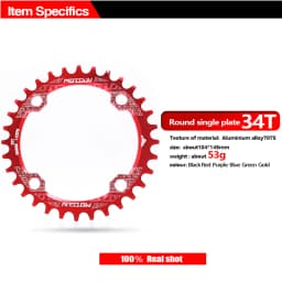 MOTSUV 104BCD Narrow Wide 38T 36T 34T 32T Bicycle Chainring,BCD 104 with 4 Bike Steel Screws, Single 12 11 10 9 8 Speed,Plato MT
