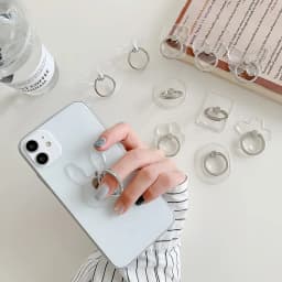 Cell Phone Ring Holder Stand Diamond Transparent Finger Grip Clear 360° Degree Rotation Kickstand Compatible IPhones