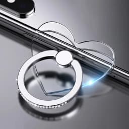 Cell Phone Ring Holder Stand Diamond Transparent Finger Grip Clear 360° Degree Rotation Kickstand Compatible IPhones