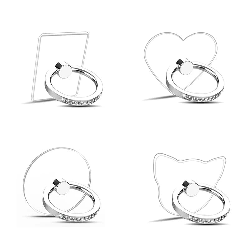 Cell Phone Ring Holder Stand Diamond Transparent Finger Grip Clear 360° Degree Rotation Kickstand Compatible IPhones