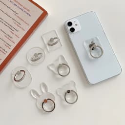 Cell Phone Ring Holder Stand Diamond Transparent Finger Grip Clear 360° Degree Rotation Kickstand Compatible IPhones