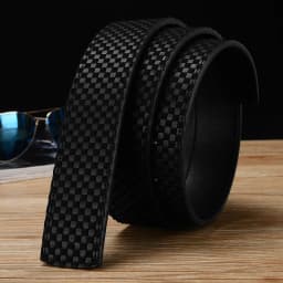 New Genuine Leather Belt with Body, Men's Headless Belt, Business Millet Plaid Belt,fashionable and Versatile Pants Belt
