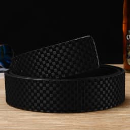 New Genuine Leather Belt with Body, Men's Headless Belt, Business Millet Plaid Belt,fashionable and Versatile Pants Belt