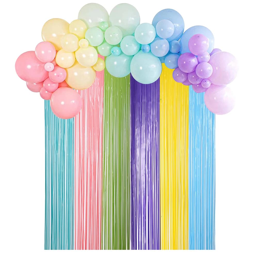 2Pcs Colorful Fringe Curtain Macaron Backdrops Tinsel Curtain for Girl Unicorn Mermaid Wedding Party Decoration Wedding