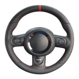 Car Steering Wheel Cover DIY Hand-stitched Black Black Artificial Leather Car Accessories For Mini Cooper