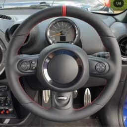 Car Steering Wheel Cover DIY Hand-stitched Black Black Artificial Leather Car Accessories For Mini Cooper