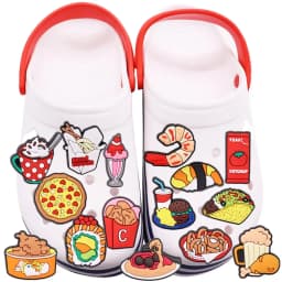 1PCS PVC Cartoon Shoe Charms Kawaii Food Pizza Ketchup Fried Chicken Beer Shrimp Coffee Buckle Clog Children Adorable Decoration
