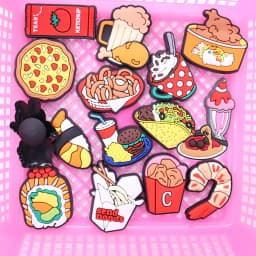 1PCS PVC Cartoon Shoe Charms Kawaii Food Pizza Ketchup Fried Chicken Beer Shrimp Coffee Buckle Clog Children Adorable Decoration