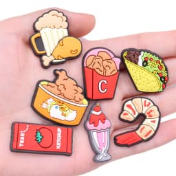 1PCS PVC Cartoon Shoe Charms Kawaii Food Pizza Ketchup Fried Chicken Beer Shrimp Coffee Buckle Clog Children Adorable Decoration