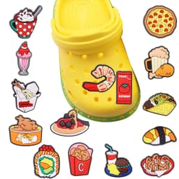 1PCS PVC Cartoon Shoe Charms Kawaii Food Pizza Ketchup Fried Chicken Beer Shrimp Coffee Buckle Clog Children Adorable Decoration