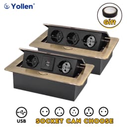Aluminum Panel EUR/French Bronze Gold(Бронза Bинтажна)/Black/Silver Table Socket 2/3 Way Outlet USB Power Three Power Household