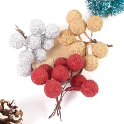 Artificial Foam Stamen Fruit Berry Gold Silver Red cherry pearlescent stamen wedding Christmas decor DIY gift box Wreaths