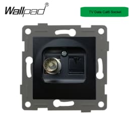 DIY Black Crystal Glass Push Button Switch with Neon 16A EU Poland Socket with USB Fan Dim Cat6 Data Satellite Outlet Wallpad