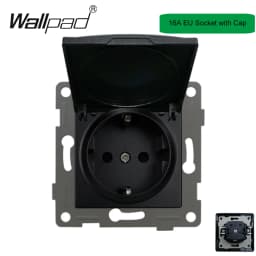DIY Black Crystal Glass Push Button Switch with Neon 16A EU Poland Socket with USB Fan Dim Cat6 Data Satellite Outlet Wallpad
