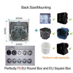 DIY Black Crystal Glass Push Button Switch with Neon 16A EU Poland Socket with USB Fan Dim Cat6 Data Satellite Outlet Wallpad