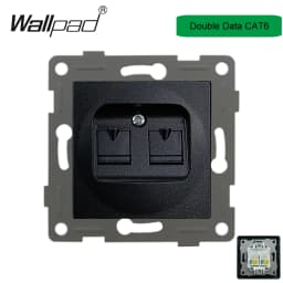DIY Black Crystal Glass Push Button Switch with Neon 16A EU Poland Socket with USB Fan Dim Cat6 Data Satellite Outlet Wallpad
