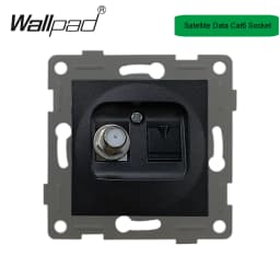 DIY Black Crystal Glass Push Button Switch with Neon 16A EU Poland Socket with USB Fan Dim Cat6 Data Satellite Outlet Wallpad