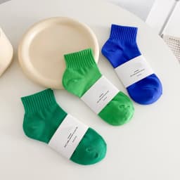 CHAOZHU Women Stretch Rib Cotton Rubber Pressure Althetic Ankle Socks Casual Style Solid Colors Klein Blue Calcetines Female