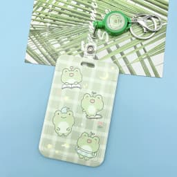 Green Cartoon Rainbow Frog Card Holder Campus Student Badge Work Access Card ABS Plastic Anti-lost telescopic lanyard Card Cover