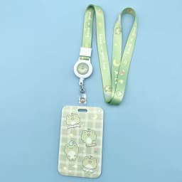 Green Cartoon Rainbow Frog Card Holder Campus Student Badge Work Access Card ABS Plastic Anti-lost telescopic lanyard Card Cover