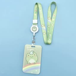 Green Cartoon Rainbow Frog Card Holder Campus Student Badge Work Access Card ABS Plastic Anti-lost telescopic lanyard Card Cover