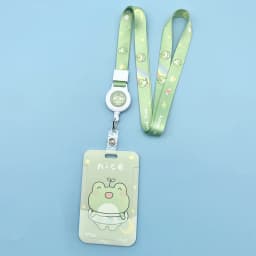 Green Cartoon Rainbow Frog Card Holder Campus Student Badge Work Access Card ABS Plastic Anti-lost telescopic lanyard Card Cover